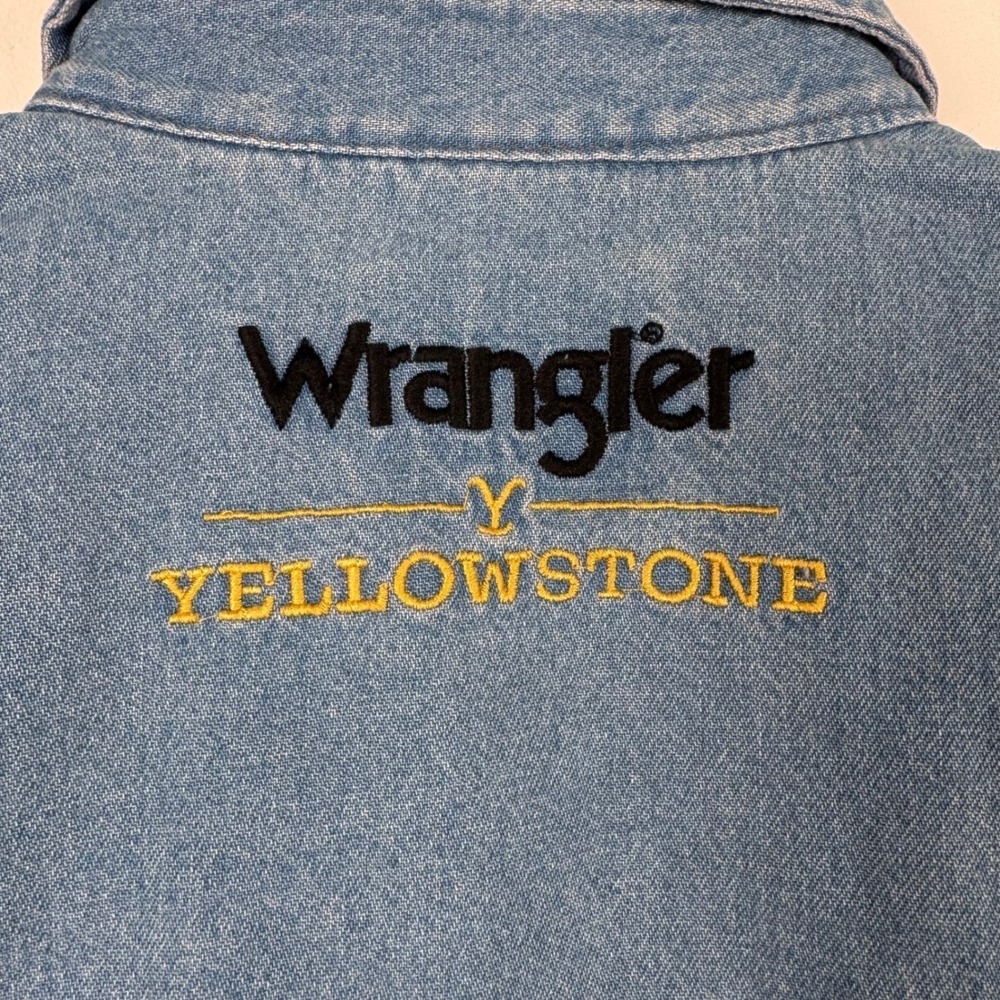 Wrangler Yellowstone Short Sleeve Denim Western Shirt Men's XL Pearl Snap New - Picture 5 of 7